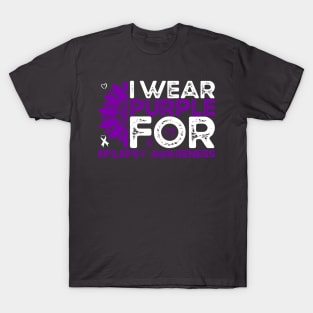 Epilepsy Awareness I Wear Purple for Epilepsy Sunflower T-Shirt